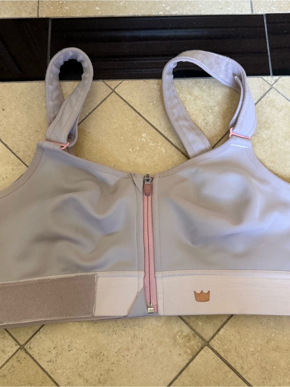 Shefit Pink Front-Zip Sports Bra Lavender 1Luxe XL Women’s
